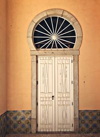 Closed door of building