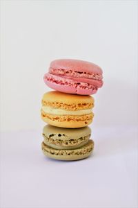 Stack of cookies against white background