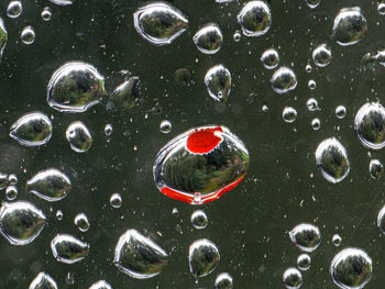 Full frame shot of water drops on glass