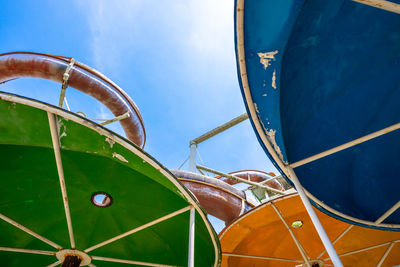 Low angle view of ferris wheel against blue sky