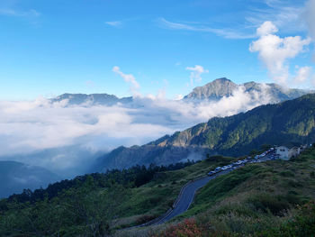 Scenic view of mountains against sky