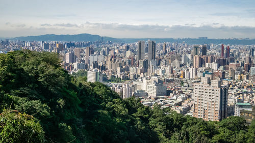 The landscape of taipei city view from mountain in taipei, taiwan.