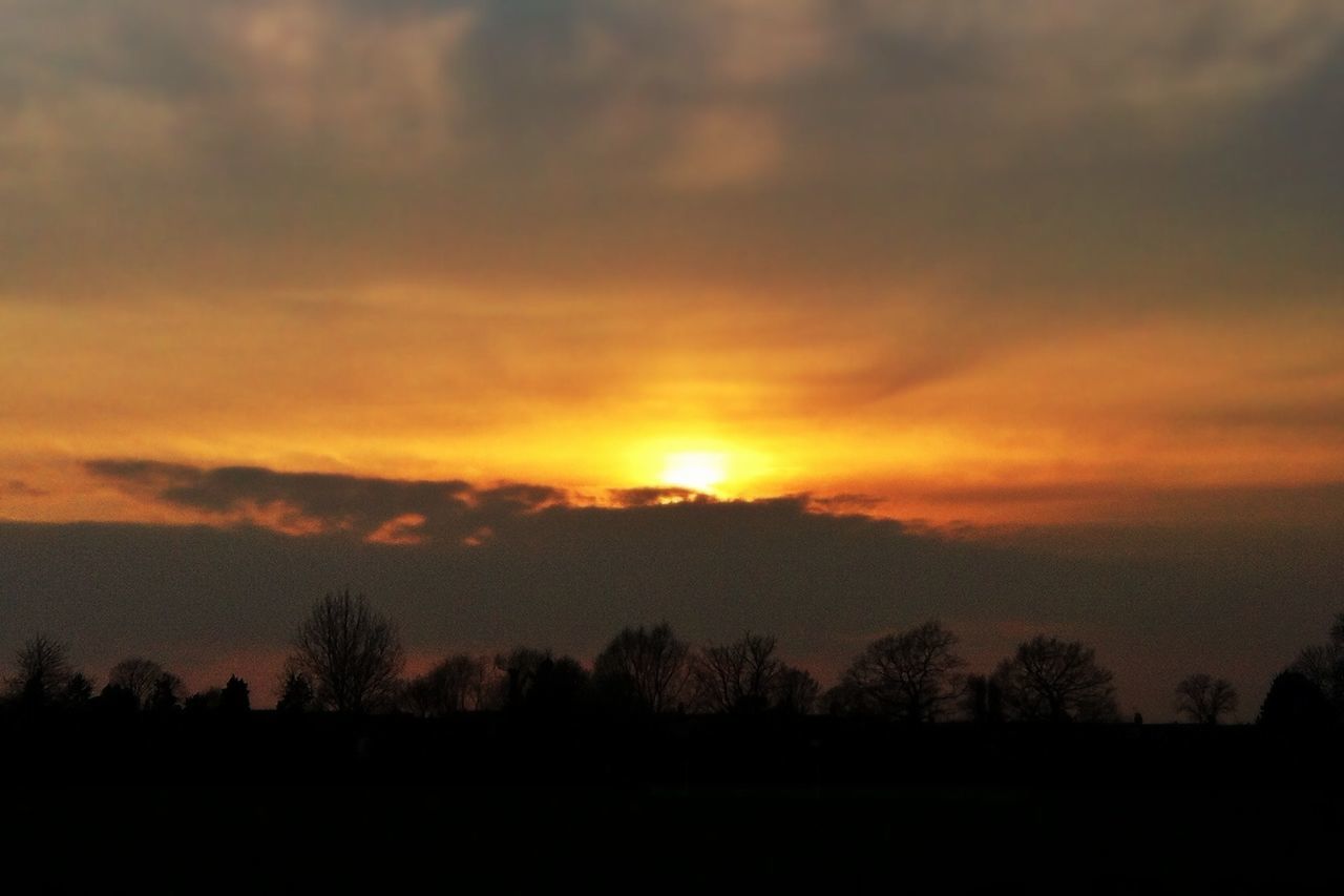 sunset, silhouette, scenics, tranquil scene, beauty in nature, sky, tranquility, tree, orange color, nature, cloud - sky, idyllic, landscape, sun, cloud, dramatic sky, outdoors, majestic, no people, non urban scene