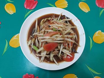 High angle view of meal served in plate