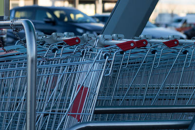 Close-up of shopping cart on table