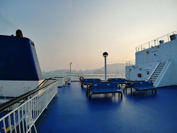 Evening light on an empty ferry deck on its way to busan