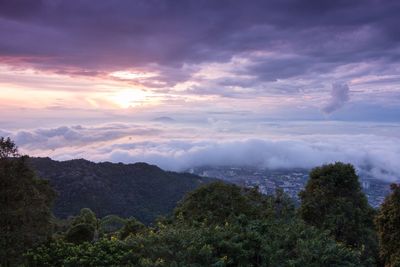 Scenic view of landscape against sky during sunset