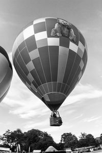 Low angle view of hot air balloon against sky