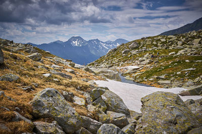 Scenic view of mountains against sky