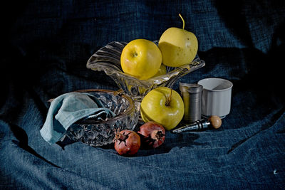 High angle view of fruits on table