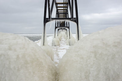 Scenic view of sea against sky during winter