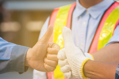 Close-up of hands working