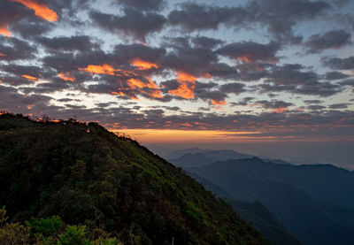 Scenic view of dramatic sky during sunset