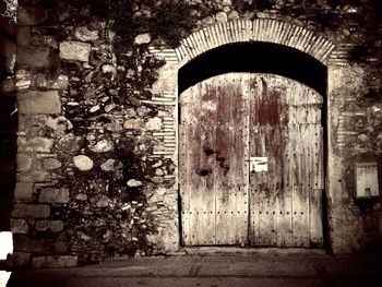 Closed door of old building