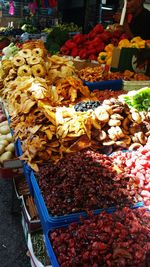 Food for sale at market stall