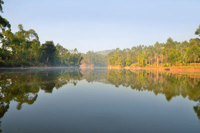 Scenic view of lake against sky
