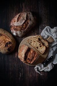 High angle view of bread on table