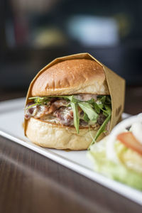 Close-up of food on table