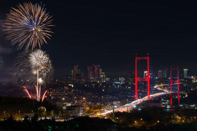 Illuminated city at night