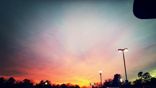 Low angle view of tree against sky at sunset