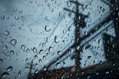 Full frame shot of raindrops on glass window