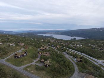 High angle view of road along landscape