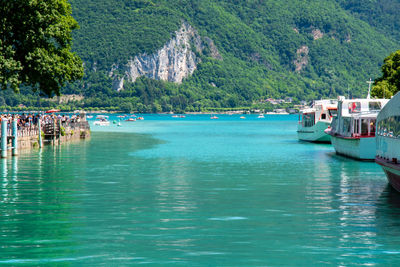 Scenic view of sea against mountain