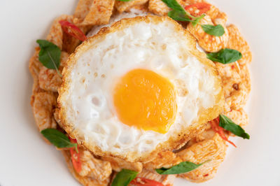 Close-up of breakfast served in plate