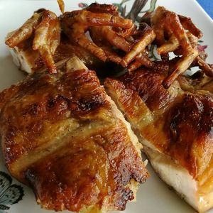 Close-up of burger in plate