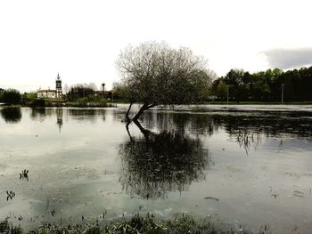 Scenic view of lake against clear sky