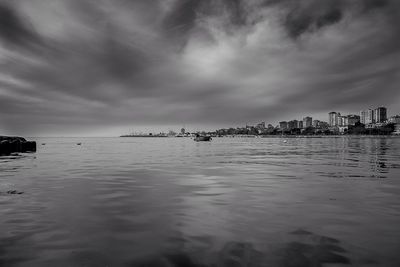 Scenic view of sea against cloudy sky