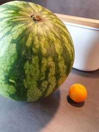 High angle view of fruits on table