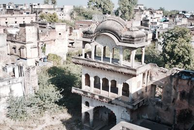 High angle view of buildings in city