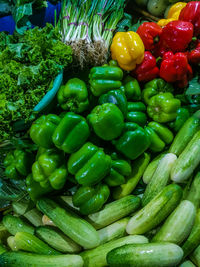 Close-up of bell peppers for sale in market