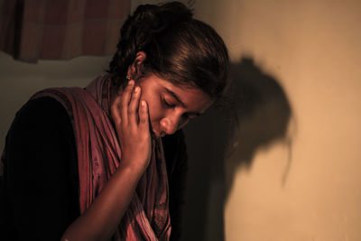 Woman sitting in a room