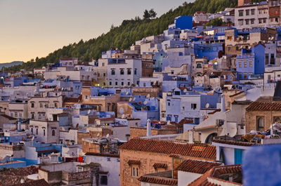 High angle view of townscape against sky