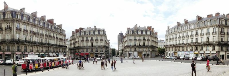 People walking on city street