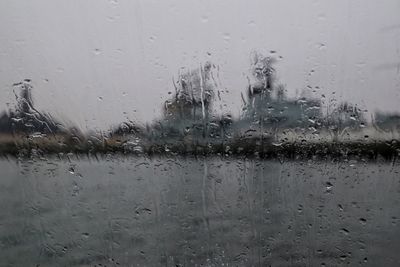 Full frame shot of wet glass window during rainy season