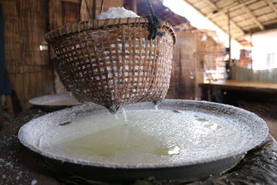 Close up of salt pit