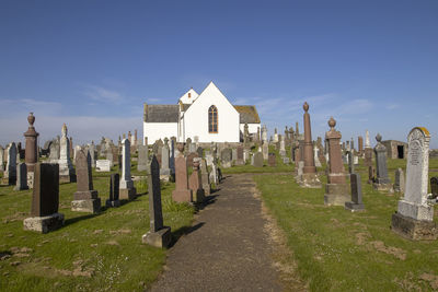 Panoramic view of cemetery against sky