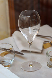 Close-up of wineglass on table