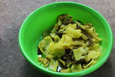 High angle view of food in bowl