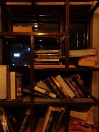 Stack of books in shelf