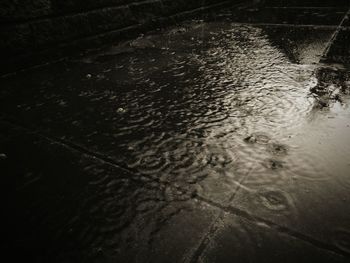 High angle view of reflection in lake