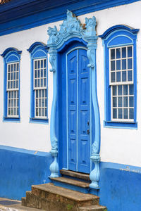 Closed door of building