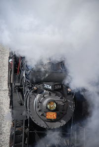 High angle view of steam train