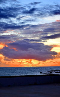 Scenic view of sea against cloudy sky