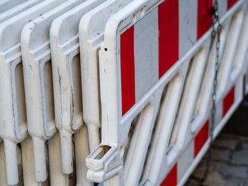 Close-up of train in row