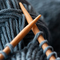 Close-up of knitting needles 