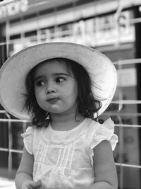 Portrait of cute girl looking away